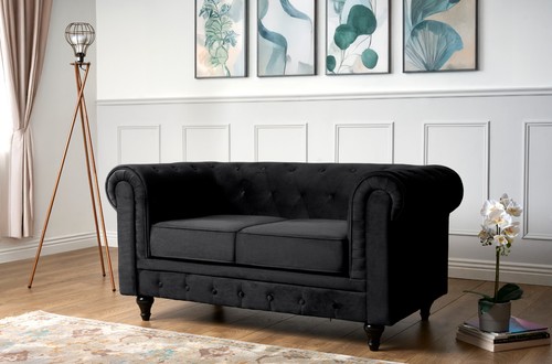 Black velvet chesterfield - black,