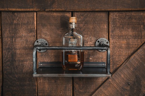 Industrial wine rack wall