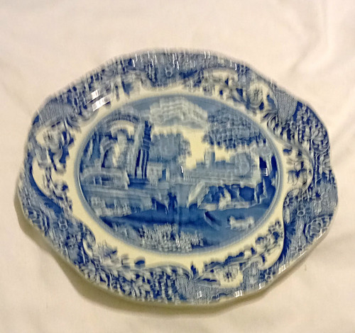 Spode blue white - white, oval