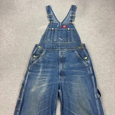 Dickies Dungarees Adult 30x32 Blue Bib Overalls Denim Work Wear Carpenter Men