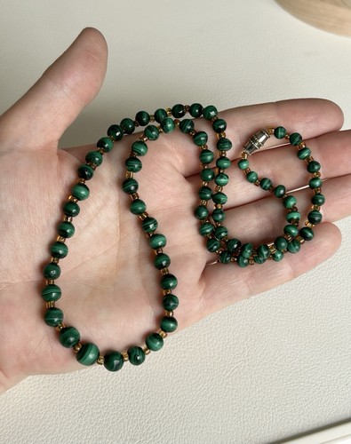 Vintage 1980s malachite bead - malachite,