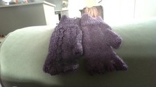 1 PAIR FINGERLESS MITTS PURPLE MIX MEDIUM SIZE 100% ALPACA HAND KNITTED
