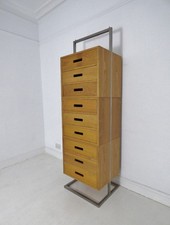 STUNNING LIGHT OAK & METAL TERENCE CONRAN BENCHMARK MODULAR CHEST OF DRAWERS