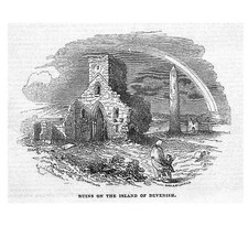 IRELAND Ruins on the island of Devenish - Antique Print 1842