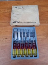 Set Six Vintage Record Marples Bevel Edge Chisels - Hand Forged Sheffield in Box