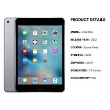 Apple iPad Mini 1st  Generation 7.9 Inch Wifi 16GB Space Grey /silver GRADE A