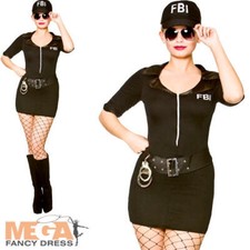 Sexy FBI Police Cop Ladies Fancy Dress Occupation Uniform Adults Womens Costume