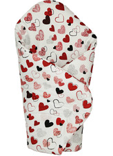 BABY SWADDLE WRAP SNUGGLE NEWBORN BLANKET PRAM QUILT SLEEPING BAG red hearts