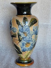 An Art Nouveau Doulton Lameth Slaters  Vase Flowers 28 cm tall A/F