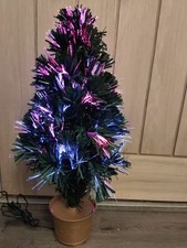 2FT Pre-Lit Artificial Christmas Tree – Fiber Optic LED Lights – USB Powered