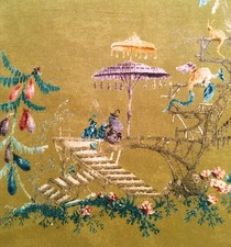 3 meters x MIND THE GAP "Chinoiserie" VELVET fabric Ancient Chinese paintings