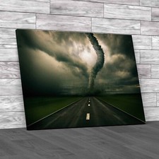 Devastating Tornado Fury On Road Looming Canvas Print Large Picture Wall Art
