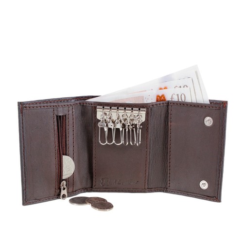 Brown leather key holder - leather, /