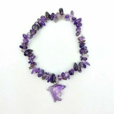Natural Gemstone Amethyst Chip Bracelets & Dolphin New Chakra Reiki + Gift Bag 