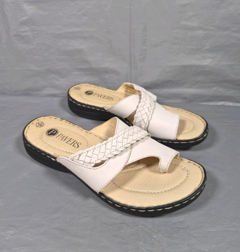 Pavers leather white sandals - pavers,