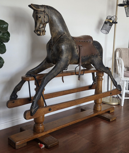 Vintage wooden rocking horse - vintage,