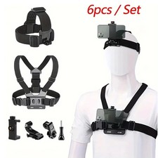 6Pcs Action Camera Mount Kit POV Head & Chest Strap for Phone GoPro DJI Insta360