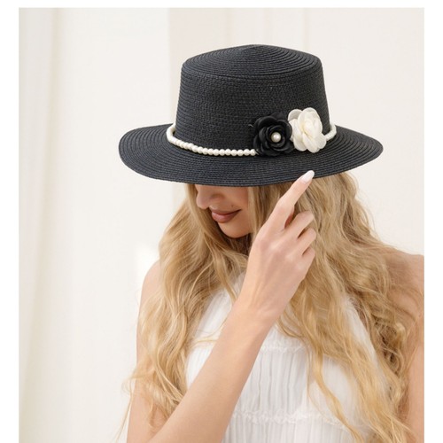 Romantic black boater hat - romantic,