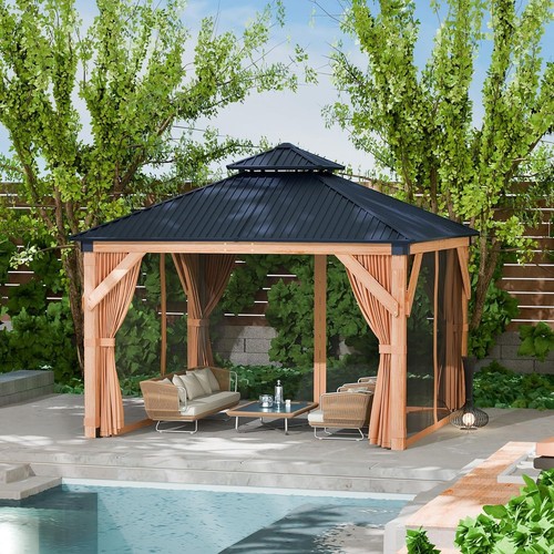 10x10ft wood gazebo - 10x10ft, double