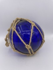 Blue Glass Fishing Float Buoy Vintage Glassware Decorative