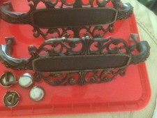 Collectable Pair Of Vintage 1950's Brass Decorative Handles from Gents Wardrobe