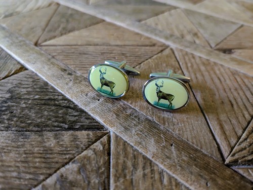 Country stag cufflinks silver - cufflinks,
