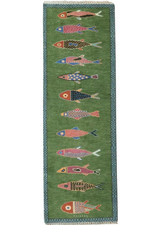 Koi Fish Runner Rug: Green