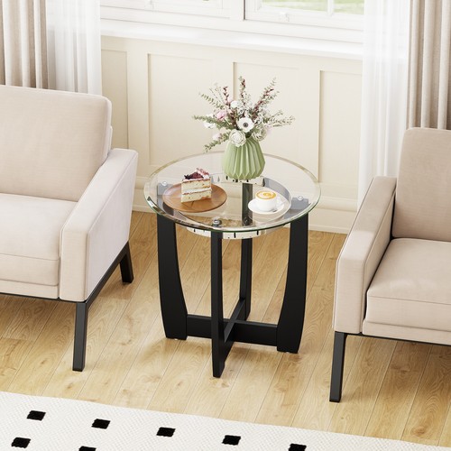 Side table with - table, tempered