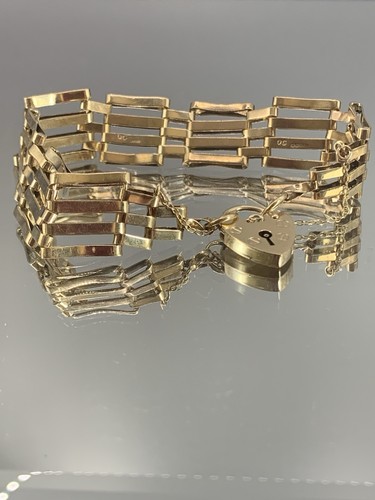 9ct gold bar gate bracelet - gate,