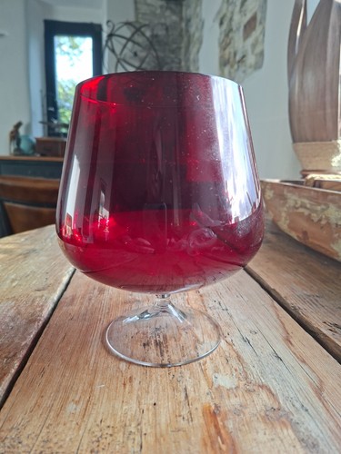 Vintage ruby red glass - glass, brandy