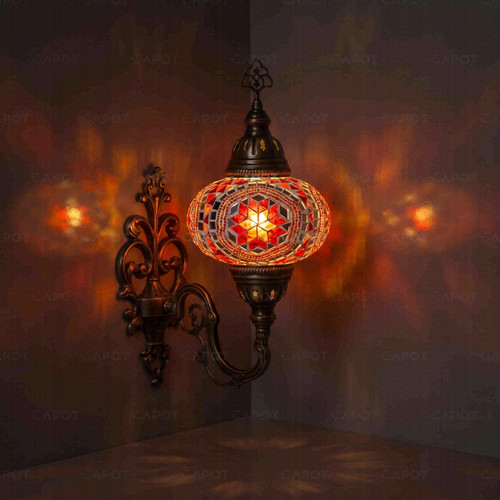 Red turkish mosaic - mosaic, sconce