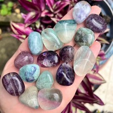 Rainbow Fluorite Crystal Tumblestone Natural Healing Gemstones Polished Stones