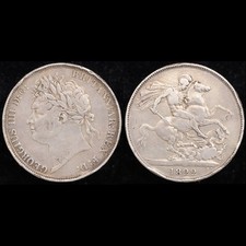 Great Britain. George IIII, Crown. 1822, TERTIO on edge (Graffiti on bust)