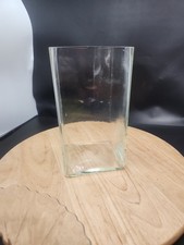 Large Heavy Clear Glass Square Vase - 22cm Tall