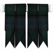 TC Black Watch Tartan Kilt Flashes with Heavy Buckle/Kilt Hose Sock Flashes