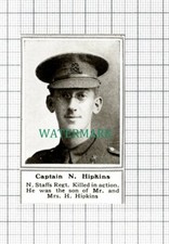 C5631) Captain N Hipkins North Staffordshire Regiment - SMALL 1918 Clip