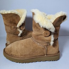 UGG Boots Classic Bailey Button Chestnut Wool Ankle boots Size UK 9.5 US 11