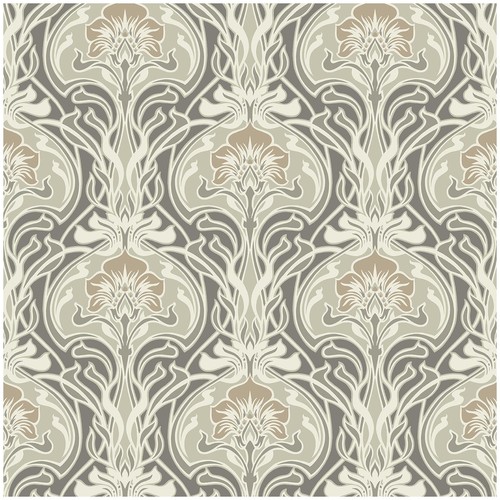 Retro floral wallpaper grey - wallpaper,