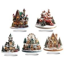Snow Scene House 2D Building Decoration Acrylic Christmas Village House Winter