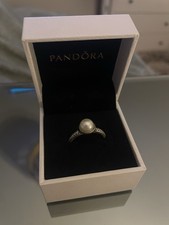 Pandora Sterling Silver Ring Pearl Detail Size 54