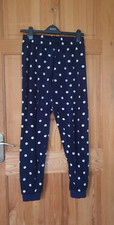 Primark Navy Blue & White Dot Supersoft Pyjama PJ Bottoms Lounge Pants, Size S
