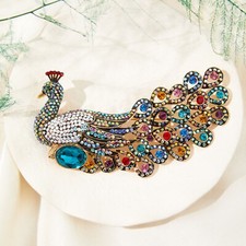 Butler & Wilson Multi Crystal Large Statement Peacock Brooch.