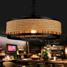 Vintage Ceiling Pendant Light Industrial Loft Hemp Rope Iron Hanging Retro Lamp