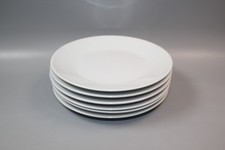 Set of six white porcelain Linea Beau side plates approx 7 3/8" / 18.8 cm across