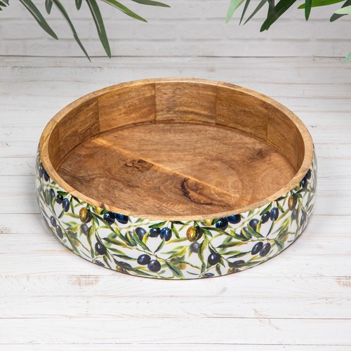 Olive enamelled mango - enamelled, wood