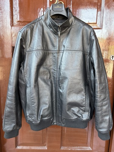 Heavy leather jacket - m&s,