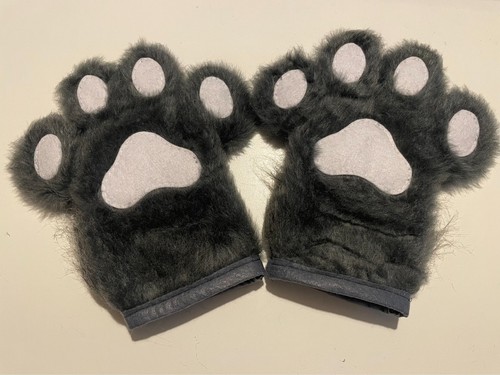 Fursuit hand paws - grey, fur
