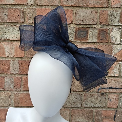 Dark navy handmade fascinator - navy,