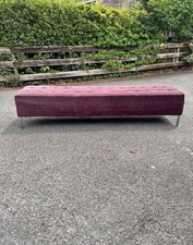 Bespoke Purple Velour Upholstered Bench / Ottoman