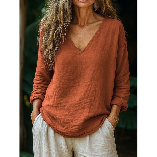 Womens cotton linen top long - top,
